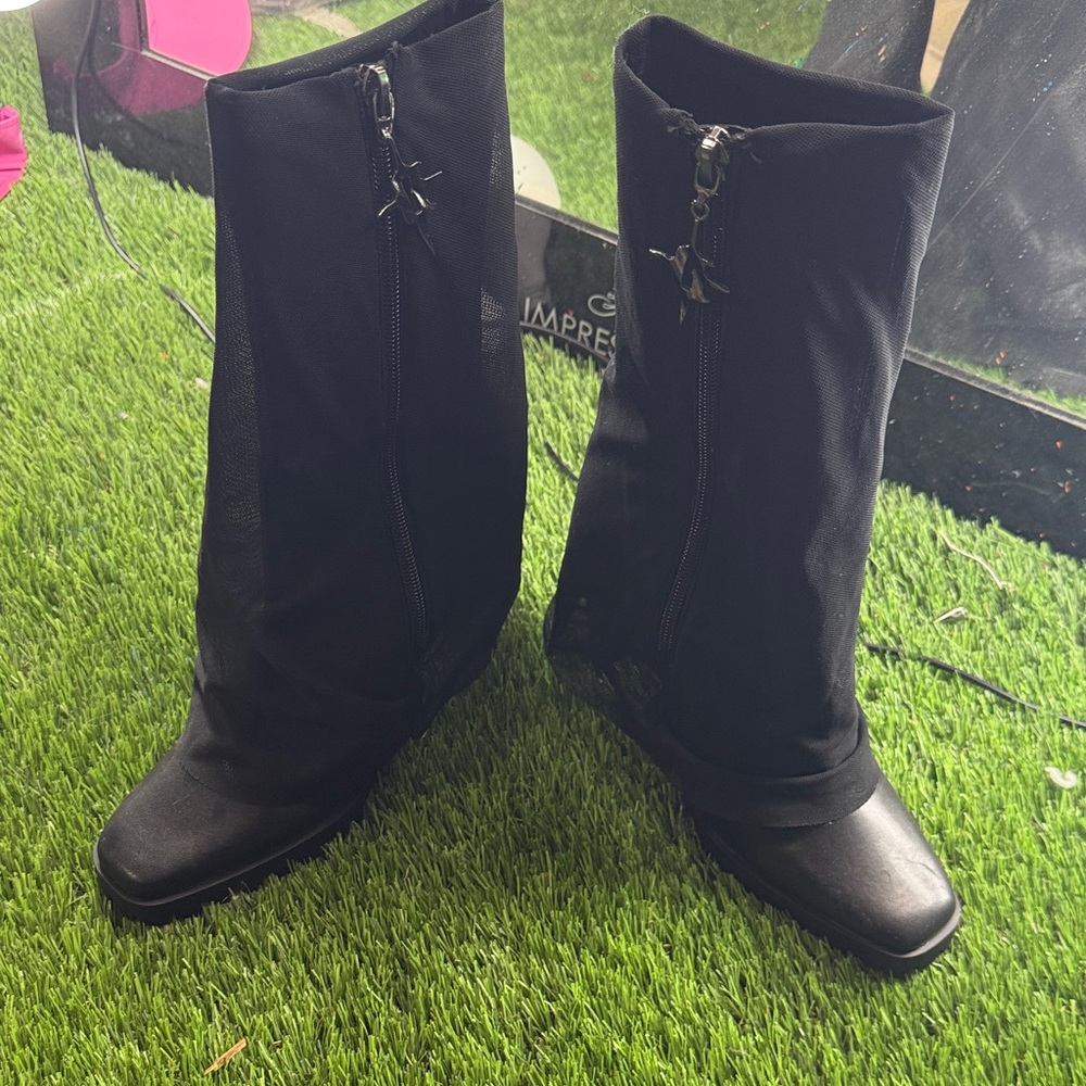 Black with fabric Dollskill Darker Wavs Women's Boots